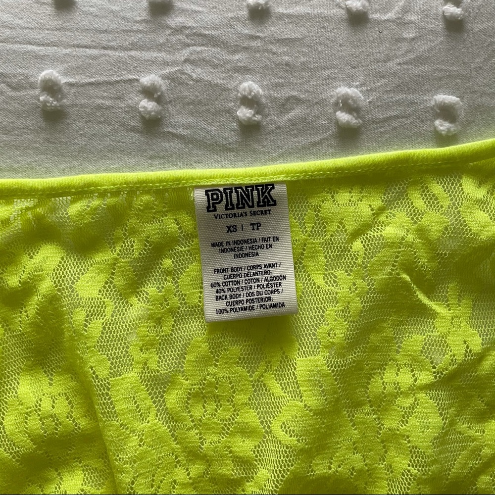 PINK // neon yellow lace-back crop top 💛 - Picture 4 of 5